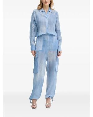 ERMANNO FIRENZE Lace-Panelled Cargo Jumpsuit - Blue