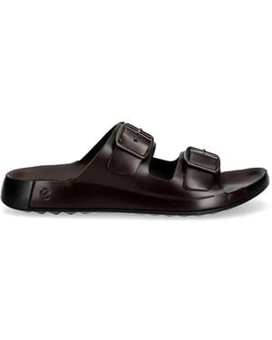 Ecco Sandali Slides Con Fibbia - Nero