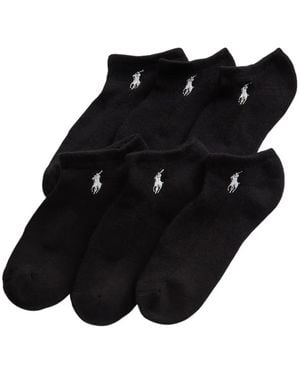 Polo Ralph Lauren Embroidered Ankle Socks (Set Of Six) - Black