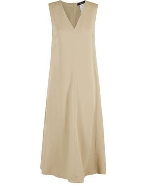 Weekend by Maxmara Egoista V-Neck Sleeveless Midi Dress - Natural