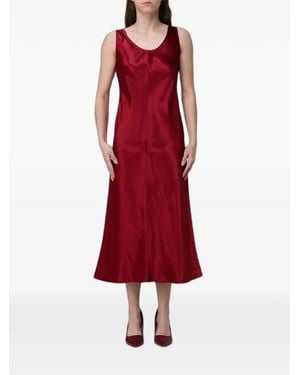 Max Mara Satin-Finish Sleeveless Midi Dress - Red
