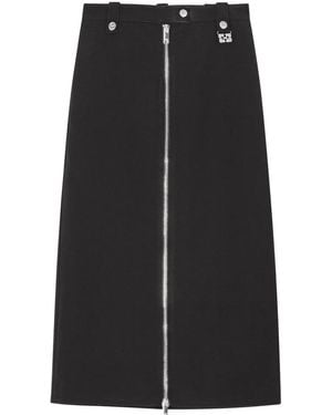 Ganni Full-Zip Long Skirt - Black