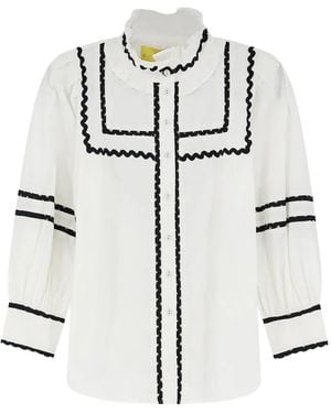 PHILIPPA 1970 Nala Ruffled-Trim Puff-Sleeve Shirt - White