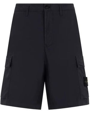Stone Island Short Cargo À Écusson À Logo - Blue