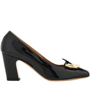Ferragamo 70Mm Gancini Block-Heel Court Shoes - Black
