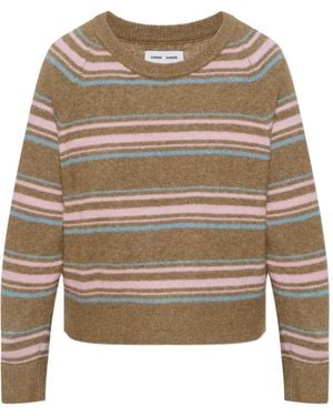 Samsøe & Samsøe Gestreifter Nor O-N Pullover Mit Raglanärmeln - Braun