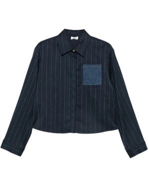 Liu Jo Pinstripe-Print Patch-Pocket Shirt - Blue