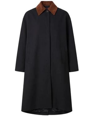 Rohe Abrigo Con Cuello De Ante - Negro