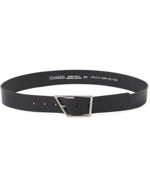 Closed Leather Belt - White