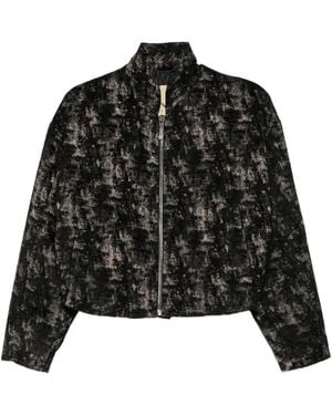 Masnada Abstract-Pattern Zip-Up Jacket - Black