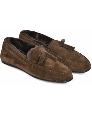 Gran Sasso Tassel-Detail Shearling-Lined Loafers - Brown
