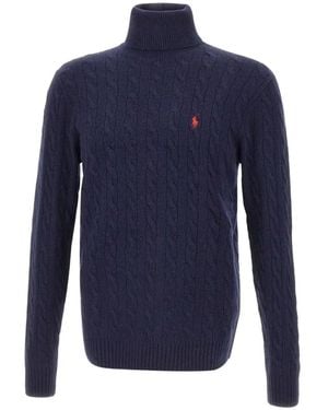 Polo Ralph Lauren Cable-Knit Turtleneck Jumper - Blue