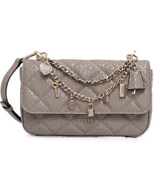 Guess Libby Quilted Logo-Embossed Shoulder Bag - Grey