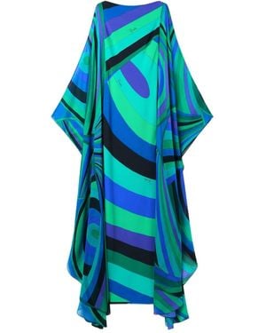 Emilio Pucci Abito Lungo Con Stampa - Blu