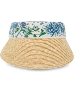 Ferragamo Spring-Print Straw Visor - Blue