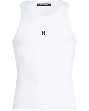KARL LAGERFELD Logo-Print Tank Top - White