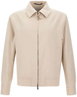 BOSS Slim-Fit Zip-Up Linen Jacket - Natural