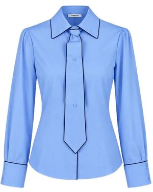 Vivetta Camisa Con Ribete En Contraste Y Detalle De Lazo - Azul