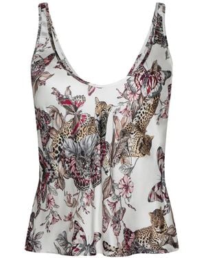 L'Agence Eddie Floral-Print Top - Grey