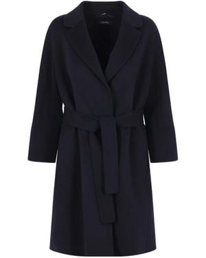 Max Mara Arona Wool Wrap Coat - Blue