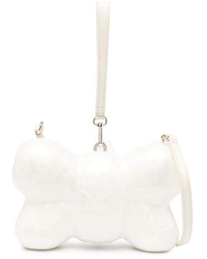Simone Rocha Pearlescent-Effect Bow-Shaped Clutch - White