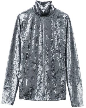 forte_forte Velvet Turtleneck Top - Blue