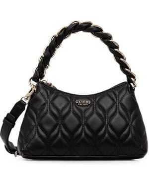 Guess Maxine Quilted Braided-Handle Tote Bag - Black
