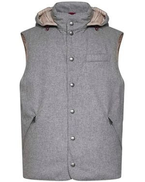 Brunello Cucinelli Gewatteerd Jack Met Capuchon - Grijs