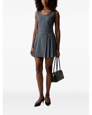 Fracomina Pleated Sleeveless Dress - Gray