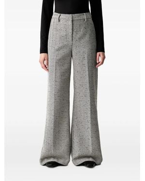 Munthe Eileen Herringbone-Pattern Wide-Leg Trousers - Black