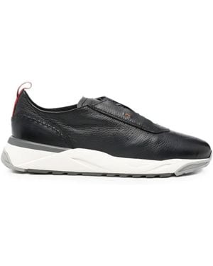 Santoni Perforated Panelled Trainers - Black