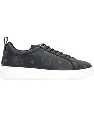 MCM Visetos-Monogram Padded Sneakers - Black