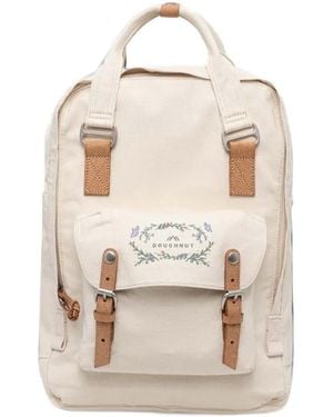 Doughnut Großer Macaroon Rucksack Mit Stickerei Und Schnallenriemen - Weiß