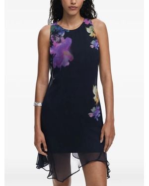 Desigual Floral-Print Sleeveless Mini Dress - Blue
