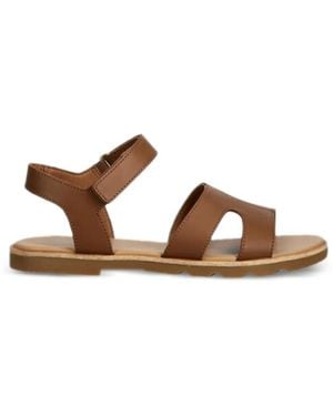 Sorel Ella Iii Leather Flat Sandals - Brown