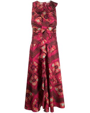 Ulla Johnson Abito Othella Midi Con Stampa Grafica - Rosso