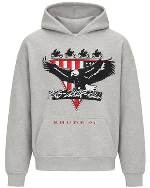 Rhude Stage Racing Graphic-Print Hoodie - Grey