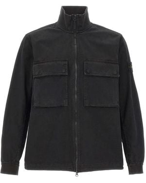 Stone Island Zip-Up Patch-Pocket Jacket - Black