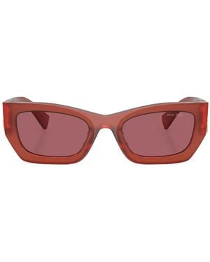 Miu Miu Eckige Sonnenbrille Mit Logo - Rot