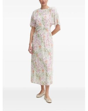 Joop! Dela Floral-Print Twist-Detail Midi Dress - White