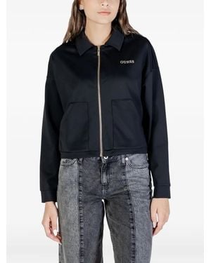 Guess Zip-Up Logo-Print - Black