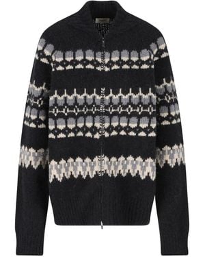 Barena Jacquard Zip Cardigan - Black