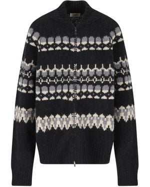 Barena Jacquard Zip Cardigan - Black