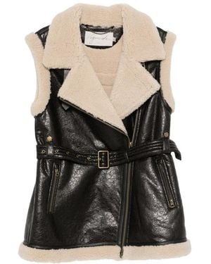 Urbancode Weste Aus Faux Shearling Mit Gürtel - Schwarz