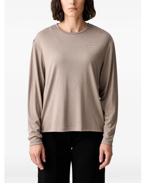 EA7 Logo-Plaque Long-Sleeve T-Shirt - Natural