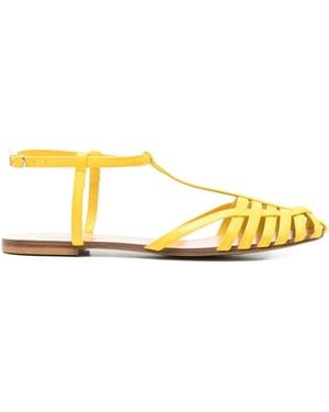 Anna F. 512 Leather T-Bar Sandals - Yellow