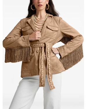 PHO® Firenze Fringed Belted Jacket - Natural