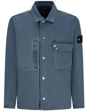 Stone Island Logo-Patch Pocket Shirt - Blue