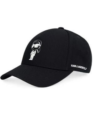 KARL LAGERFELD Graphic-Print Cotton Baseball Cap - Black