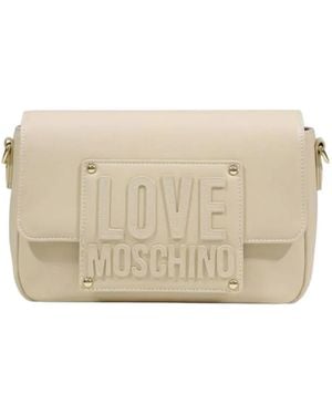 Love Moschino Embossed Logo-Plaque Shoulder Bag - Natural